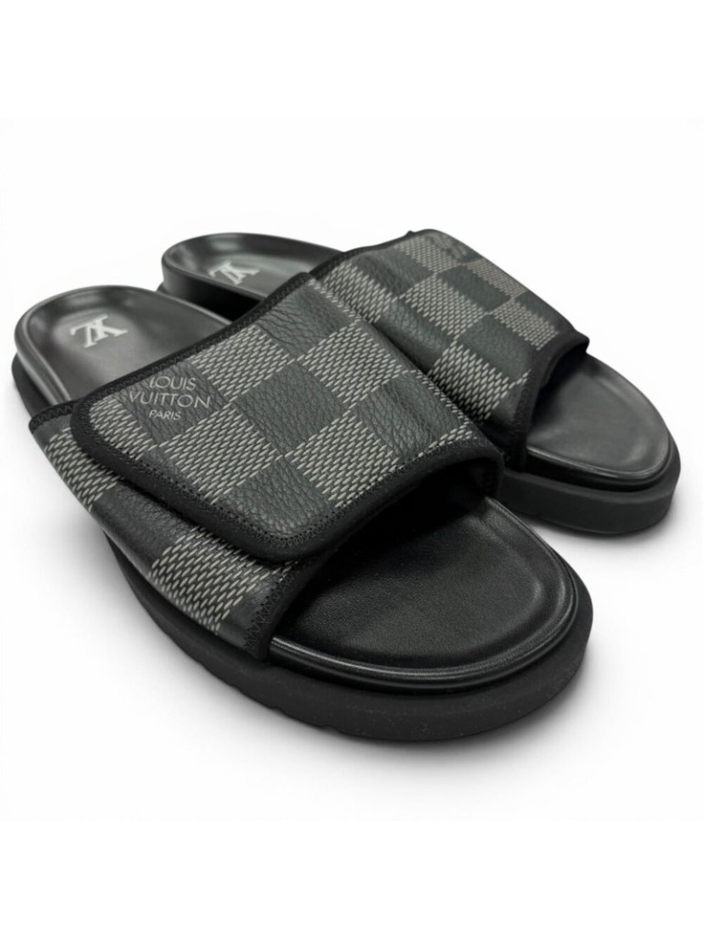 Louis Vuitton Miami Line Mules Leather Damier Giant Slide Sandals Black 9 - Picture 3 of 10